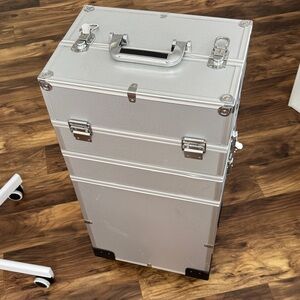 Silver Rolling Storage Organizer Makeup Nail Tech